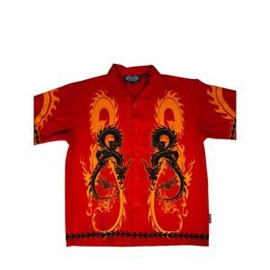 Silver Point Red Dragons Button Up Shirt